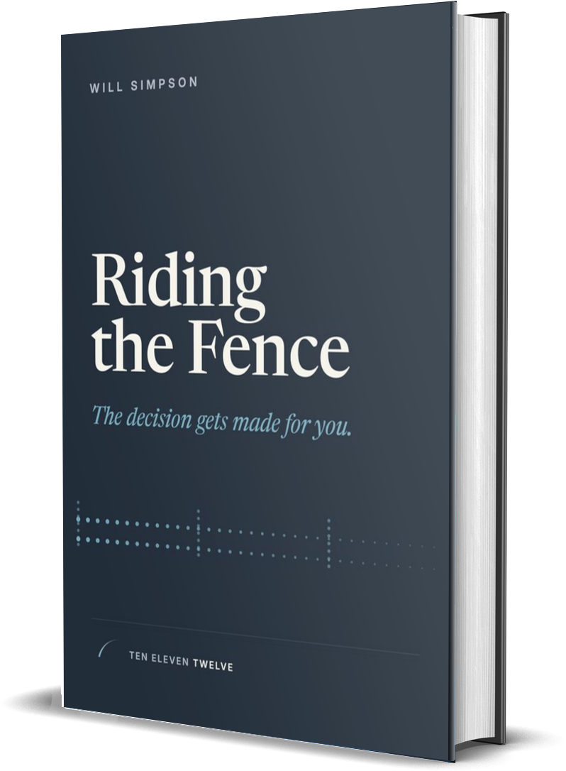 Riding the Fence by Will Simpson, a hardback book seen at an angle